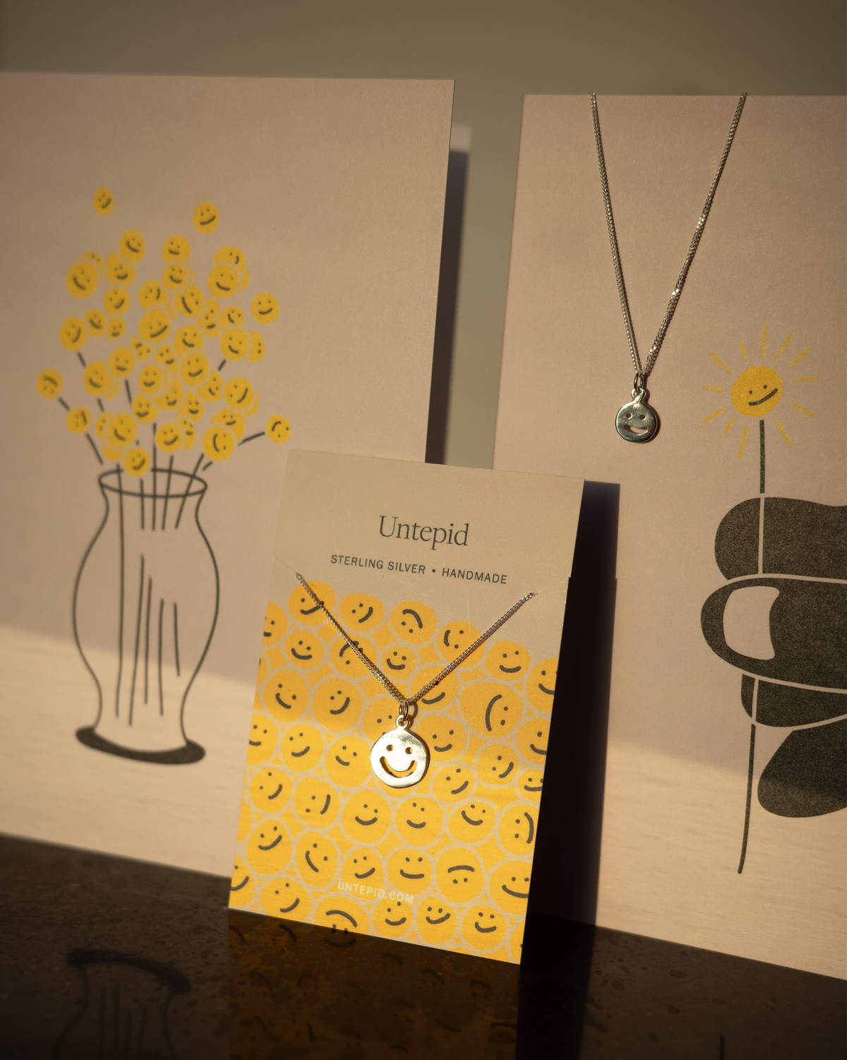 Handmade Smile Pendant Silver + Gold