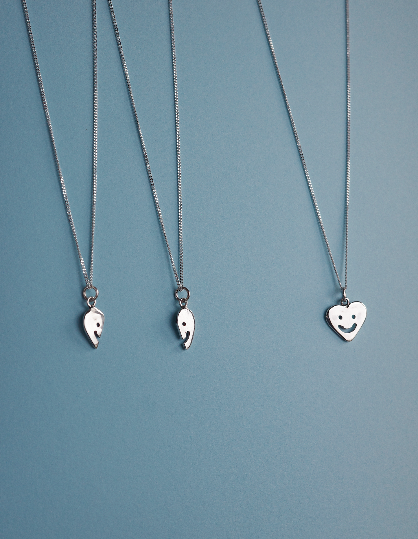 Best Friends / Lovers Heart Halves - Handmade Silver Pendants