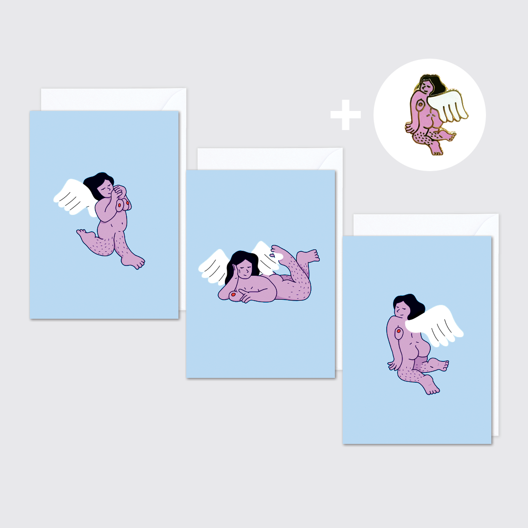 'Angels like you' Greeting Cards and Pin