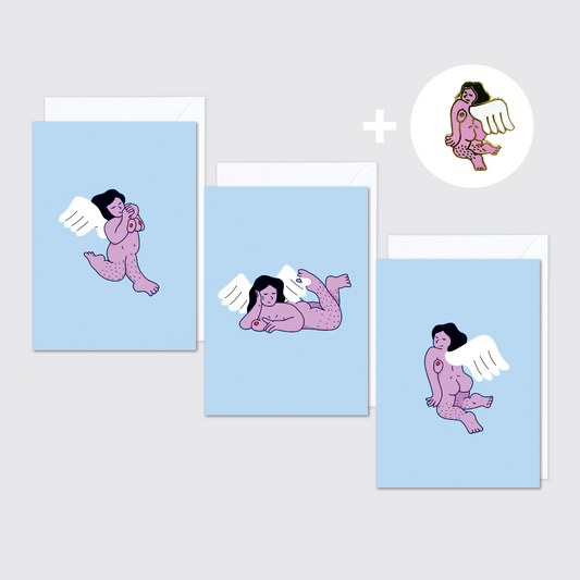 'Angels like you' Greeting Cards and Pin